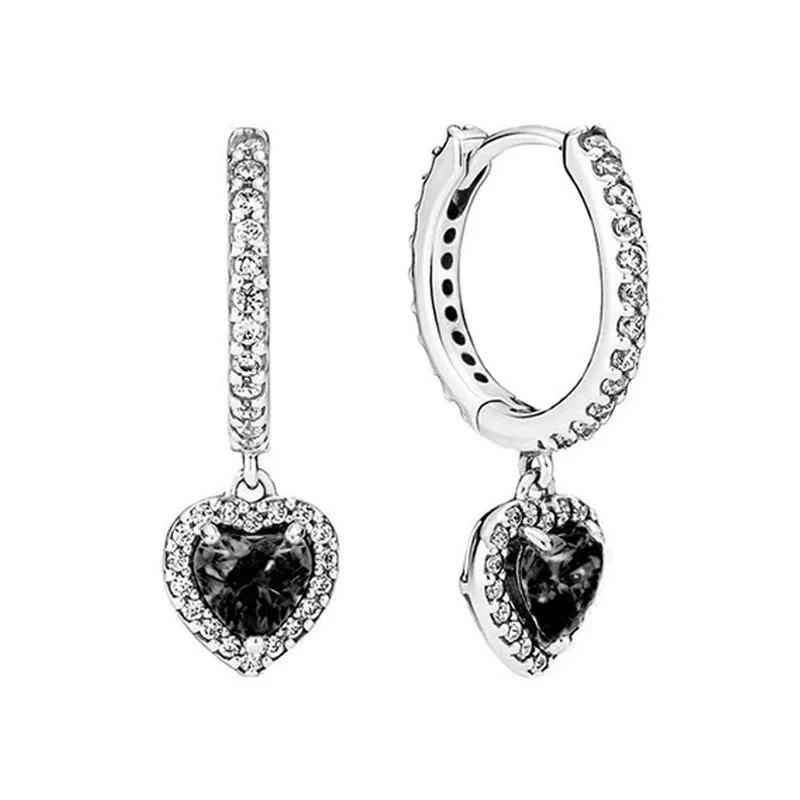 Bestselling 925 sterling silver colored zircon heart-shaped women's earrings suitable for original design, charming jewelry gift