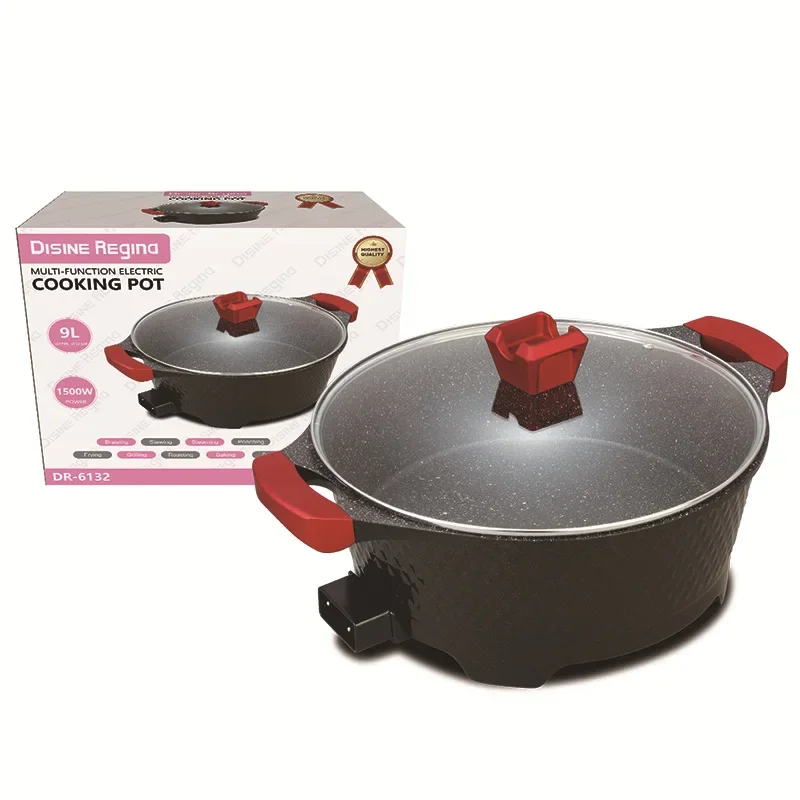 9L Multifunctional Electric Cooker Household Hot Pot & Frying Pan All-in-One Electric Skillet Compact Cooking Pot
