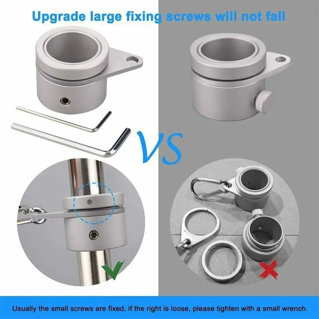 Aluminum Alloy Flag Pole Rings Anti Wrap Flagpole Mounting Rings 360 Degree Rotating Clip Spinning Flag Pole Kit Adjustable
