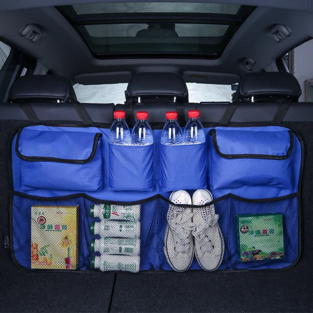 Car Trunk Organizer Adjustable Backseat Storage Bag Net High Capacity Multi-use Oxford Automobile Seat Back Organizers Universal 2