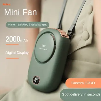 2000mAh 미니 선풍기 목걸이 선풍기 휴대용 에어 쿨러 선풍기 아웃도어용 3 스피드 포켓 선풍기, 날개 없는 디지털 스크린
