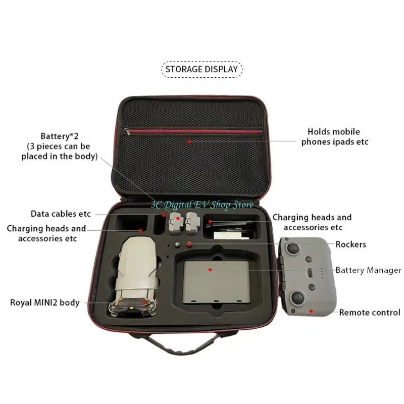 E74D Wasserdichte und verschleißfeste Tragetasche für Case Hard für Shell Umhängetasche Crossbody für Mini 2 – Detail 8