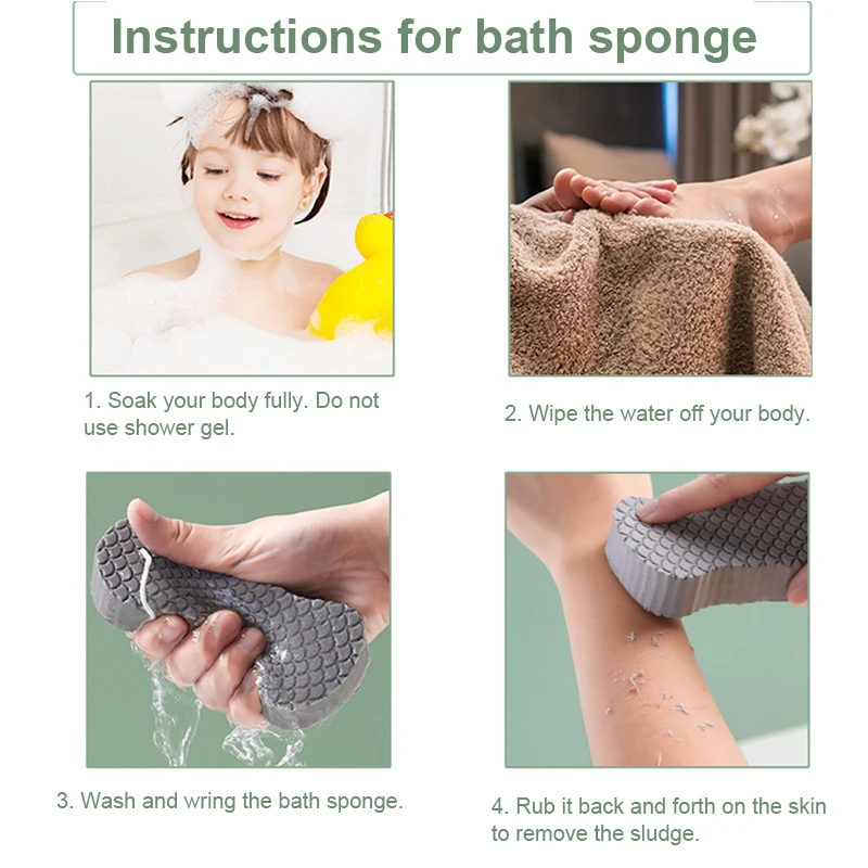 3D Sponge Bath Wipe Body Scrubber Shower Brush