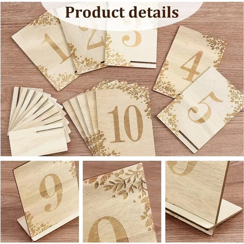 Numeri Da Tavolo In Legno Per Matrimonio – Set Da 1 A 20 Con Supporti E Carta Fronte/Retro, Decorazioni Rustiche