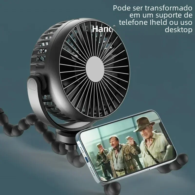 New 5200 mah multi-functional stroller Mini fan Portable USB charging small fan Mobile phone seat outdoor handheld Octopus fan 3