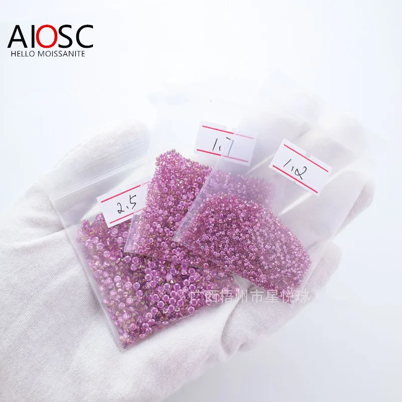 

AIOSC 1.0ct Pink Loose Moissanites Stones Small Size 0.8mm-3.0mm VVS1 Gemstone Lab Grown Moissanite Diamonds Pass Diamond Tester