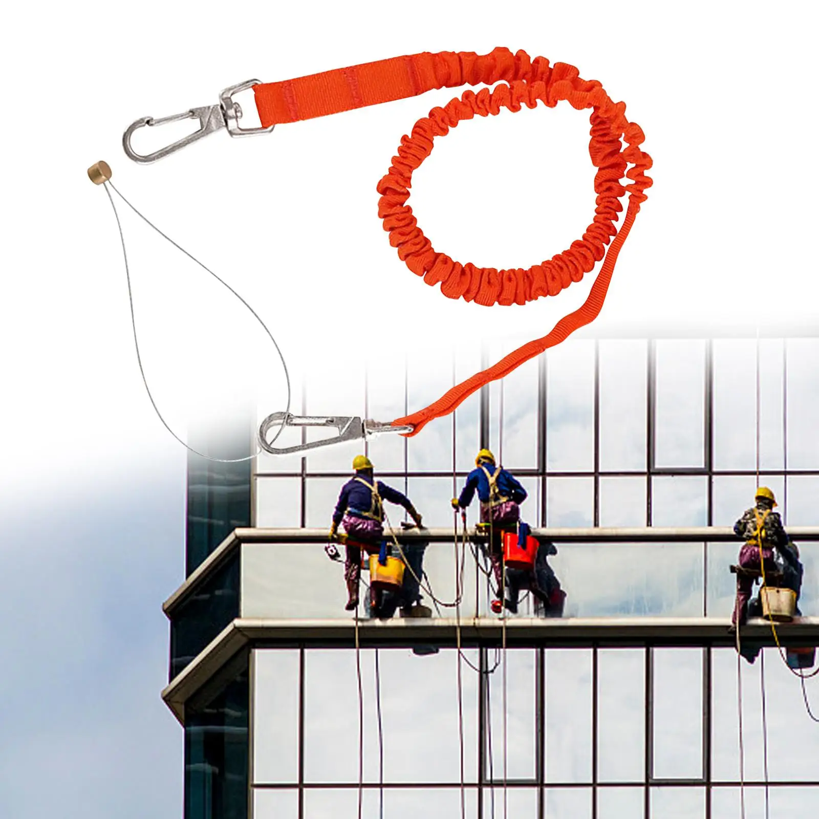 Climbing Restraint Lanyard Fall Protection Harness Belt with Two Buckles Strap Lanyards for Outdoor Rappelling Mountaineering