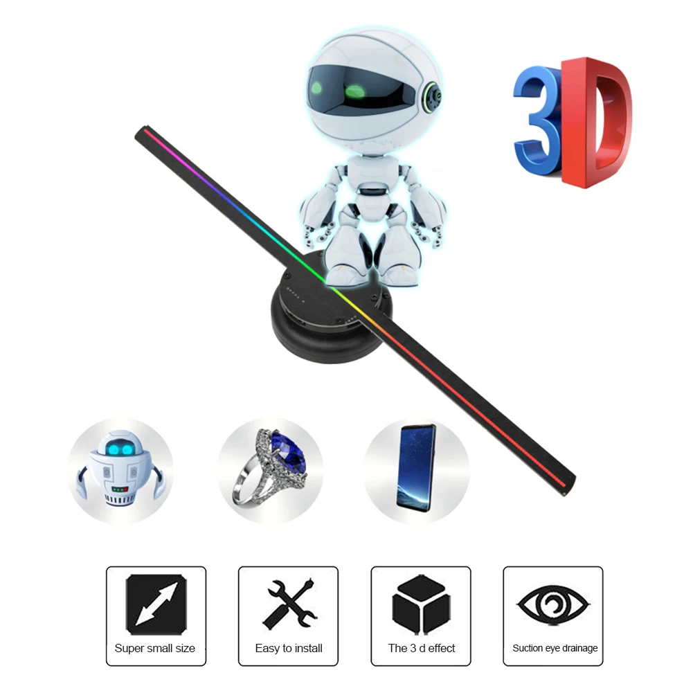 224 LED Fan Holographic Imaging Lamp 3D Wifi Remote Hologram Player Projector Light Advertising Display | Освещение