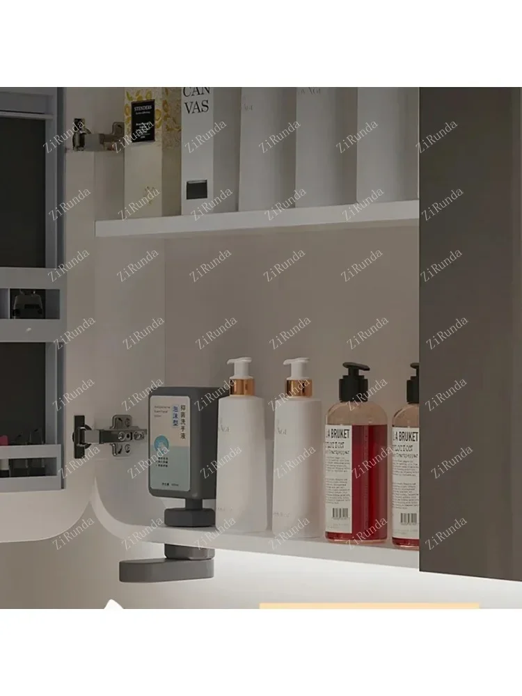 Smart Bathroom Mirror Cabinet Wall-mounted Defogging Mirror Cabinet with Light Stylish and Simple Home Furniture