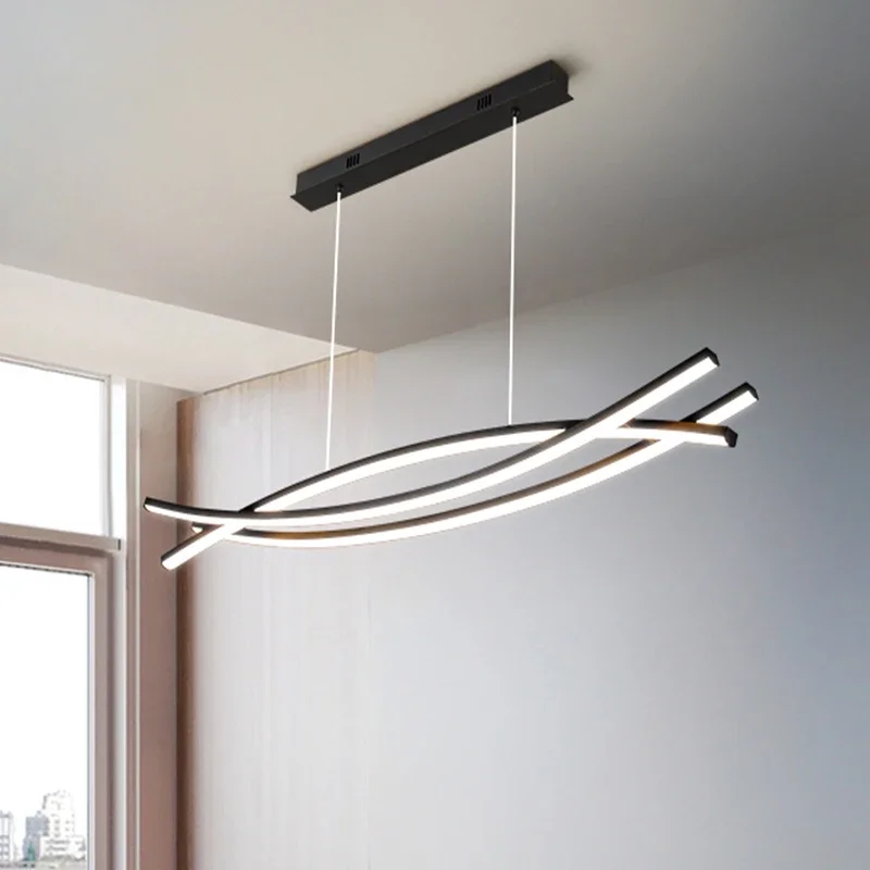 Moderne Eettafel Hanglamp LED Dimbare Eettafel Lamp Hanger Lamp Hoogte Verstelbare Kroonluchter Lamp voor Woonkamer Eetkamer Keuken Kantoor (Zwart