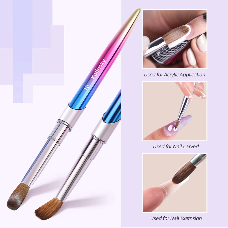 100% Kolinsky Acrylic Nail Brush Crimped Gradient Ramp Handle Professional  Salon Quality for Acrylic Powder Size 2-18# - AliExpress