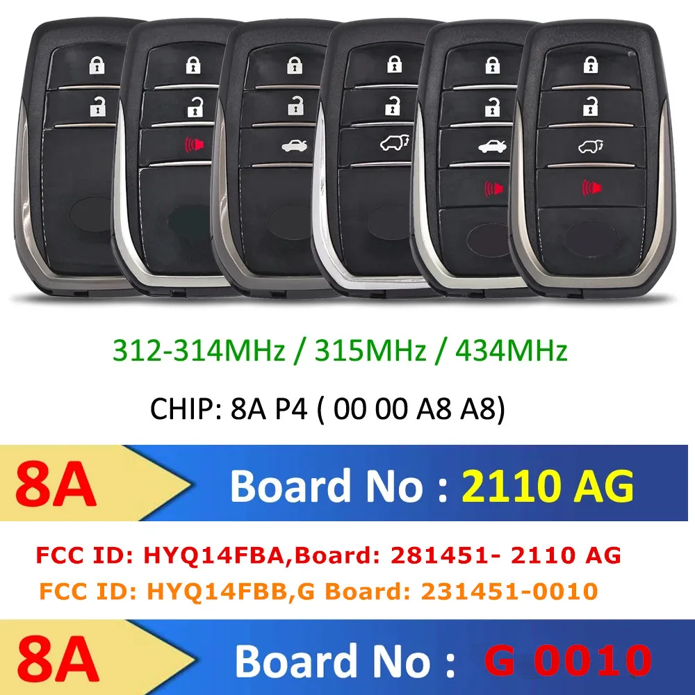 

KEYECU Replacement Smart Remote Key FOB 312-314/315/433MHz for Toyota Land Cruiser Avensis Prado Camry Rav4 Highlander Crown