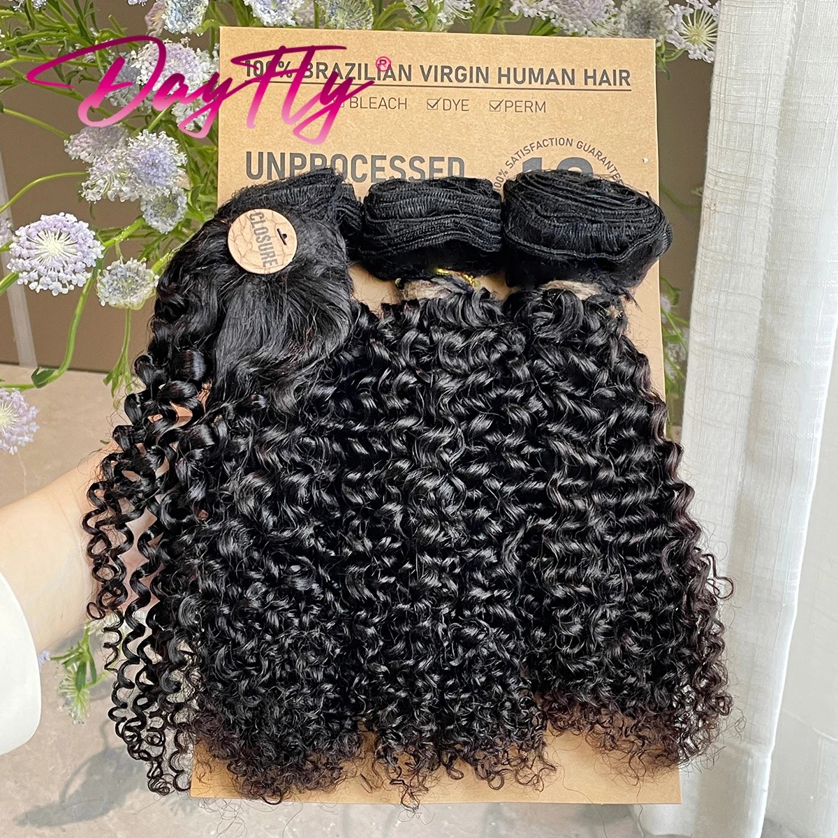 Human Hair Bundles Human Hair Weave Short Ombre Human Hair Bundles with Closure Brazilian Jerry Curly Bundles with Closure 8 10 12inch Short Natural Human Hair