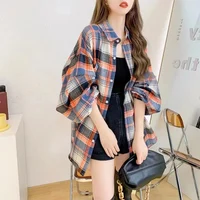 Chemises à carreaux en laine pour femmes, ample, personnalité, manches longues, hauts chauds, polyvalents, simple boutonnage, Chic, mode automne hiver 3