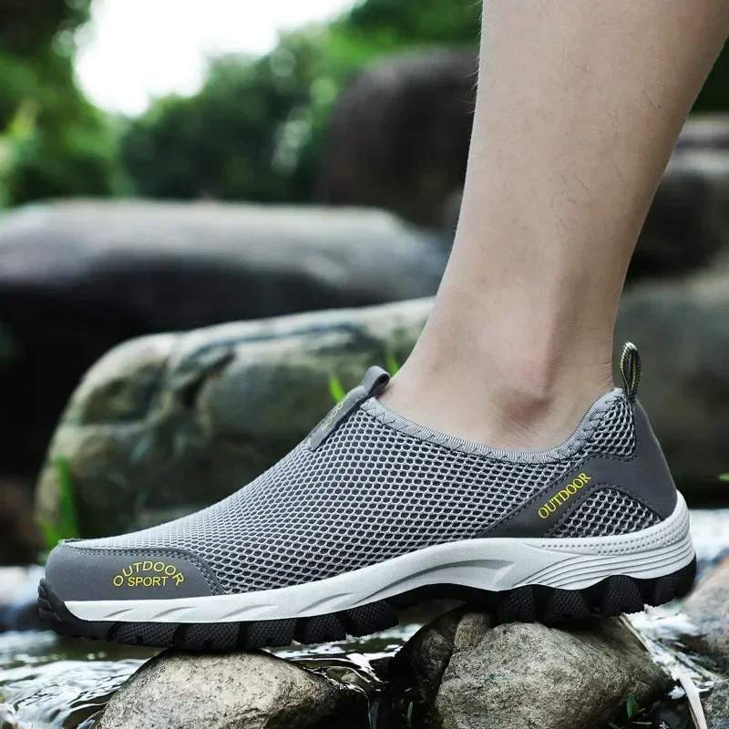 Men Non-slip Climbing Shoes Slip On Men's Mesh Sneakers 2025 Summer Man  Breathable Casual Shoe Big Size for 44 45 46 47 48 49 2