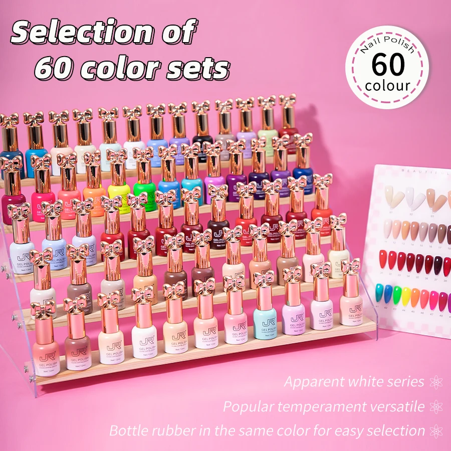Vibrant Gel Nail Polish Collection - 10 Shades of Red, Pink, and Nude with Top & Base Coat