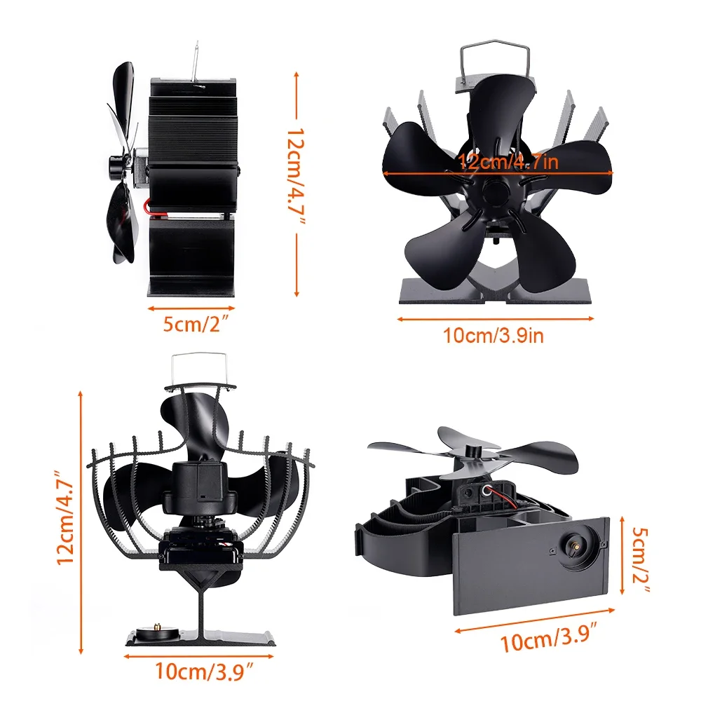 5 Blade Heat Powered Stove Fan Fireplace Fan Mini Fireplace Fan Log Wood Burner Eco-fan Quiet Fireplace Heater Efficient Heat Distribution
