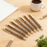 Leopard Print Retractable Ballpoint Pens – Stylish Smooth Writing Office Stationery Set, Black Ink, No Cap, Multi-Color Barrel 1