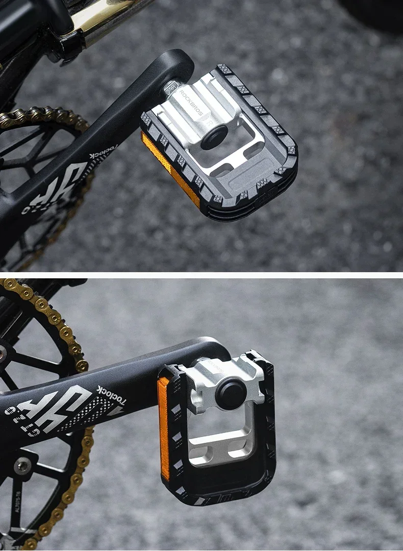 Description Picture 4 of itemROCKBROS Bicycle Pedals Foldable MTB Pedal Aluminum Anti-slip Foldable Pedals Cycling Self-lubricating Bearings Reflective Pedal