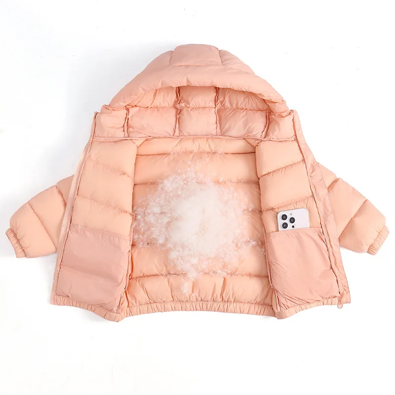 Children's and Large Korean Lightweight Down Jacket 2024 Autumn Winter New Item Boys Girls and Babies Hooded Children's Jacket