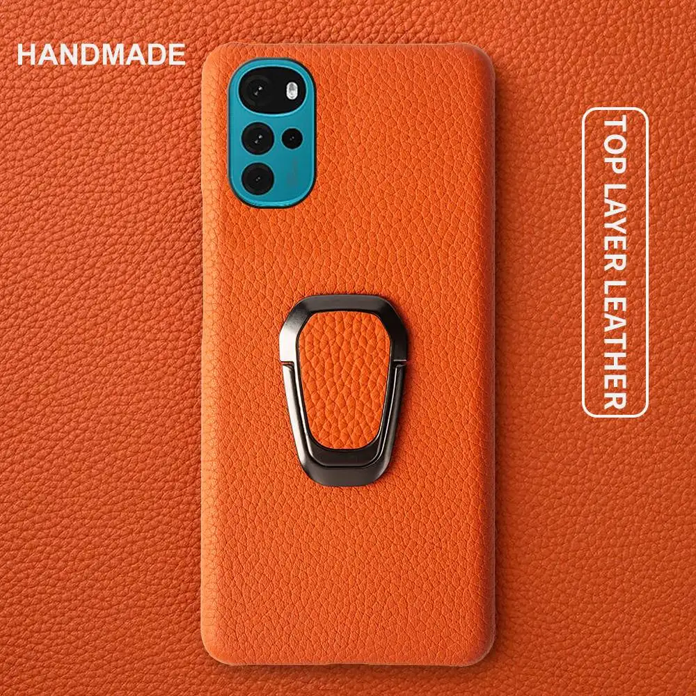 For Motorola G22 Case Retro Genuine Leather Cover for Moto Edge S30 E32 edge X30 G50 G60 G60S E6 Car Stand Holder Phone Cases