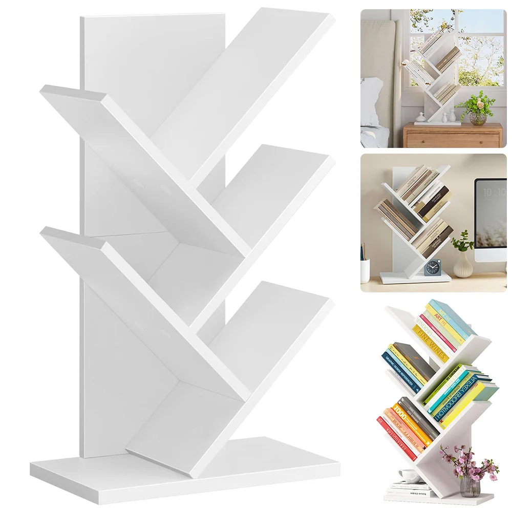 5 Layers Bookshelf for CDs/Magazine/Books Storage Rack 2Pcs Organizer Shelf for Office Living Room Decor