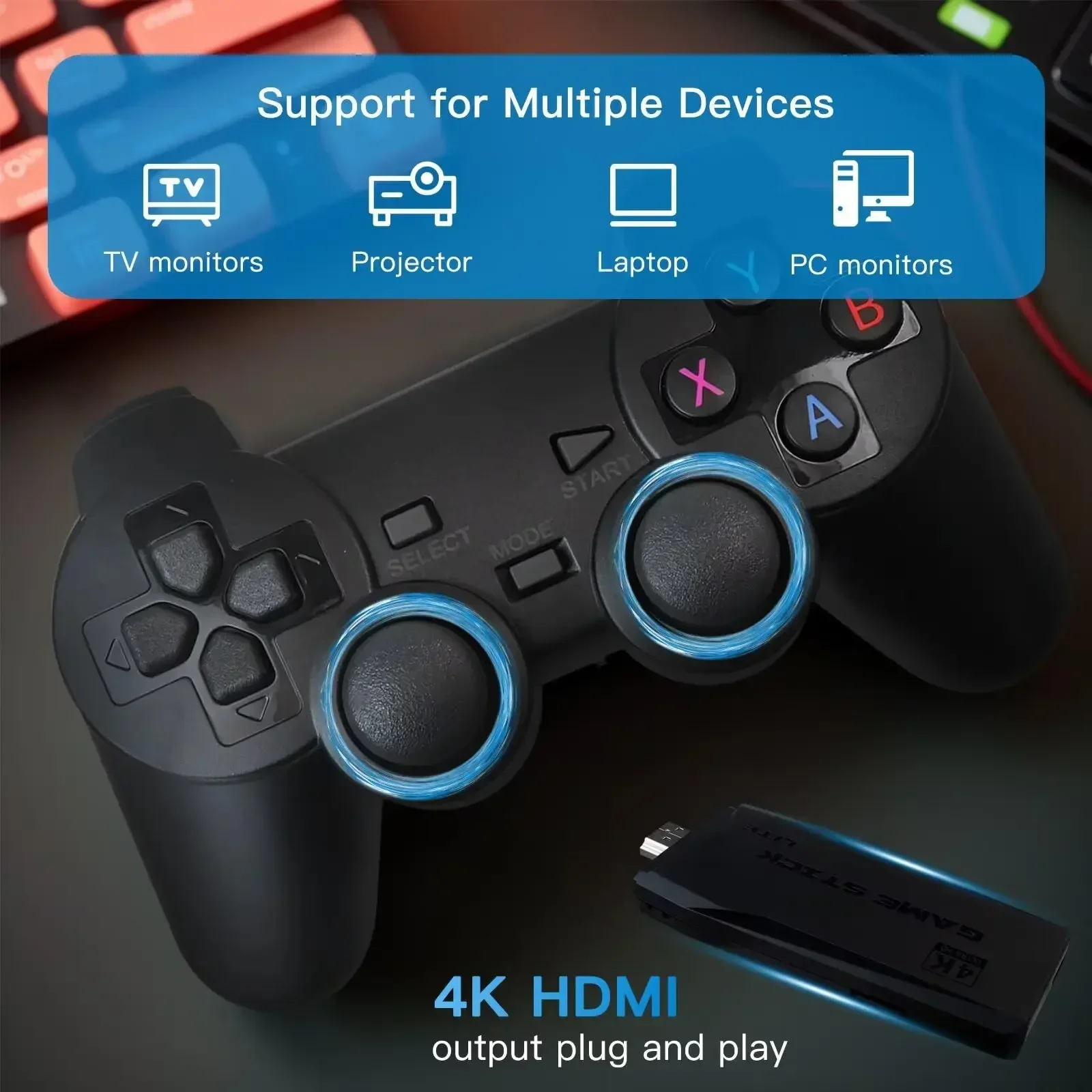 Console di Gioco M8 con Uscita 4K HD, Stick Retro con 20000+ Giochi Classici, 23+ Emulatori, Controller Wireless Doppio 2.4G per Bambini - Image 3