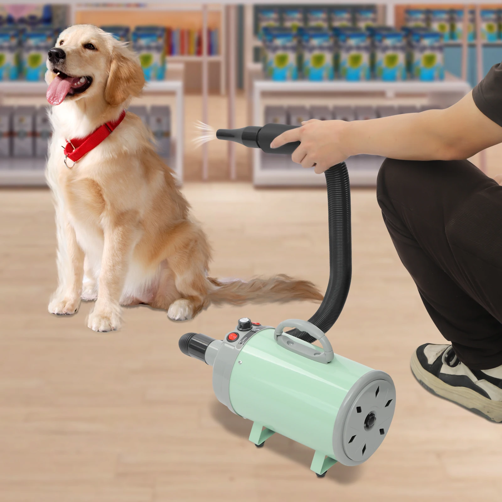 2200W Pet Hair Dryer Adjustable Design Wind Speed Electric Dog Cat Hair Dryer Pet Drying Machine with 4 Nozzles