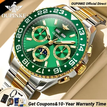 OUPINKE NEW Automatic Mechanical Men's Watches Fashion Trend Wrist Watch Men 50 Waterproof Multifunction Moon phase Hand Clock