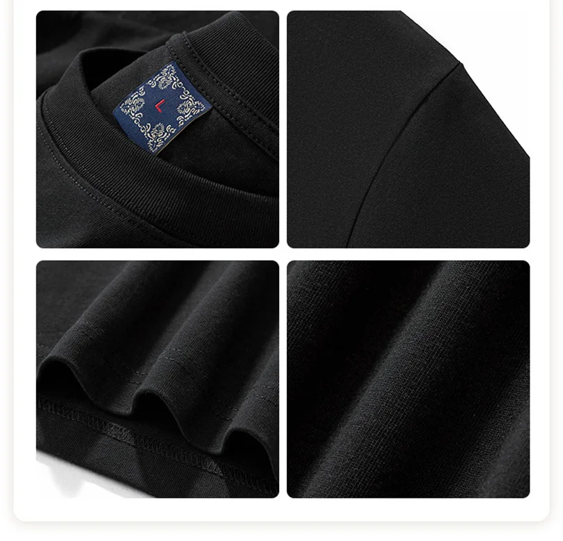 Kurzarm-T-Shirt aus reiner Baumwolle für Herren, neunfarbige Hirsch-Stickerei, Rundhalsausschnitt, Übergröße, große Größe, National Unisex D043A1 – Detail 8