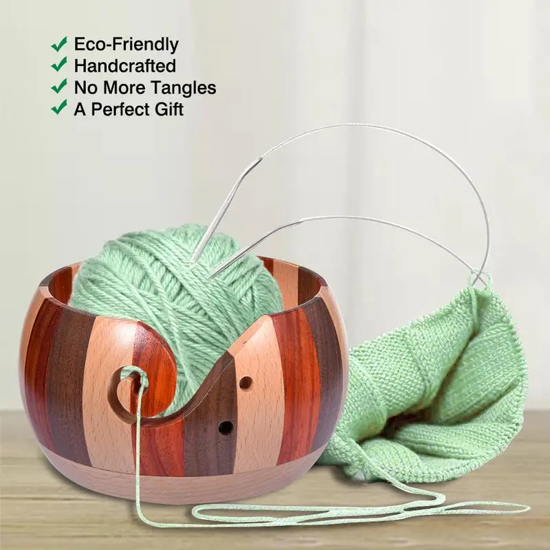 Yarn Storage Bowl Yarn Bowls For Crocheting Wooden Yarn Bowl Crochet Bowl  Holder Handmade Yarn Storage Bowl For DIY Knitting - AliExpress