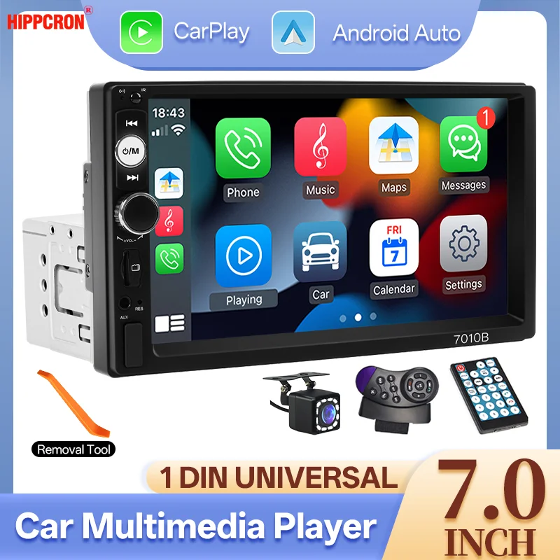 Car Multimedia Player 7inch HD Touch Screen BT Autoaudio FM Receiver Mirror Link USB AUX Universal 1Din For Hippcron