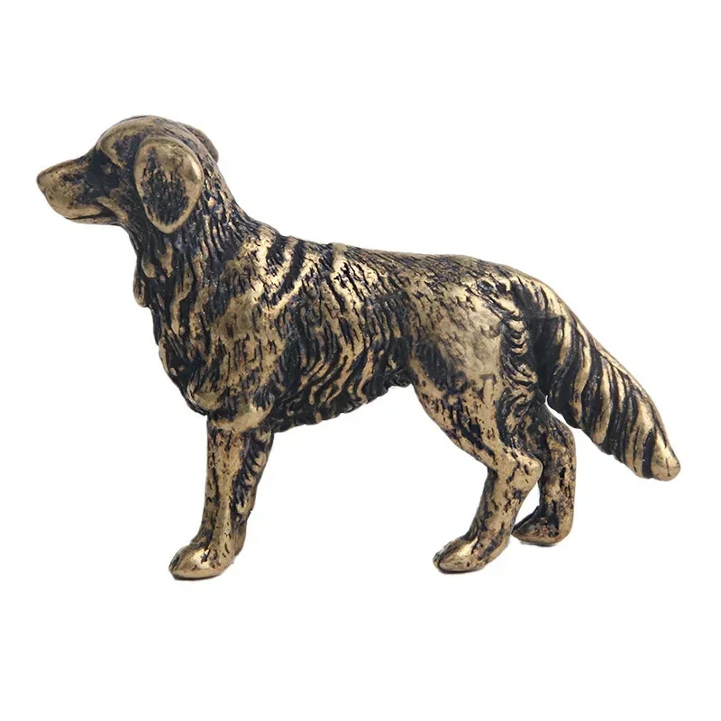 Antique Bronze Hound Statue Miniature Desktop Ornament Twelve Zodiac Animals Dog Figurine Tea Pet Home Decor Puppy Crafts