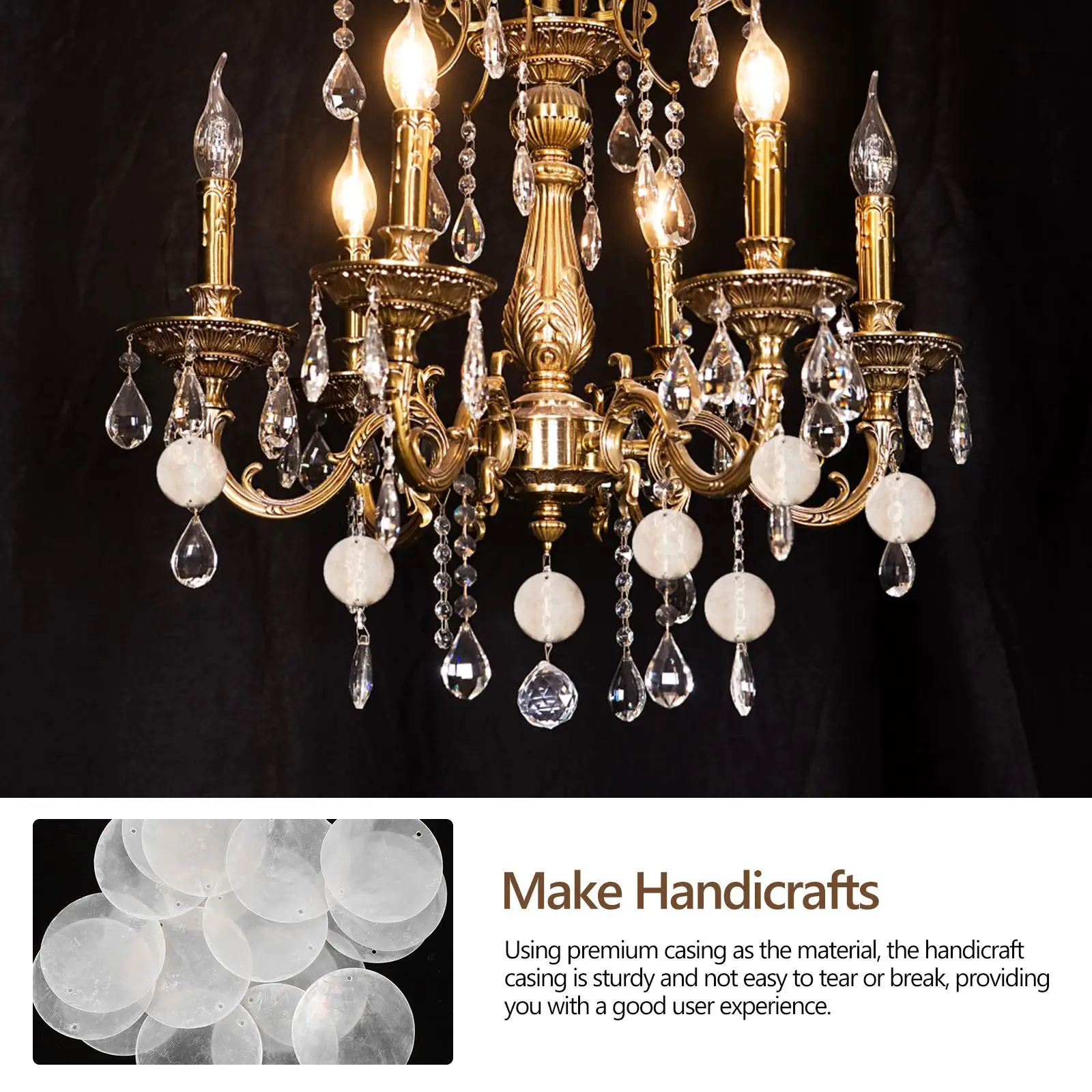 50Pcs Natural Round Shells Slices DIY Hanging Pendant Shells Crafts wall lamp Ornaments with 2 Holes Wind Chimes Jewelry Making 4