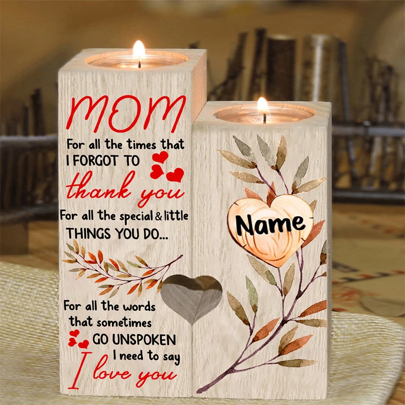 Mom -Mama Love-Candela In Legno Personalizzata Candele In Legno Candelieri Albero Della Vita Albero Genealogico 1-4 Nome Per Mre Nonna