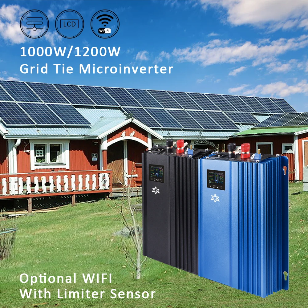 Solar Grid Tie Microinverter 1200W 48V A 96Vdc Batteria Scarica 120 V230Vac Con Schermo Led E Sensore Di Corrente Limitato