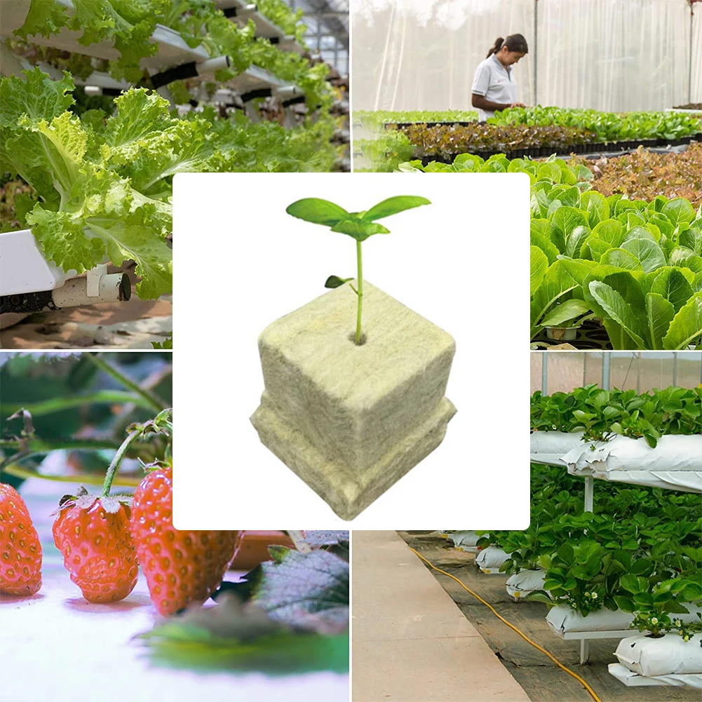 Rock wool Starter Plugs Rock wool Grow Cubes Wool Seed Starters Planting Cubes for Hydroponics Cuttings Plant Propagation For Hydroponic Grow Media Cubes Seed Starter Plugs Soilless Planting Substrate