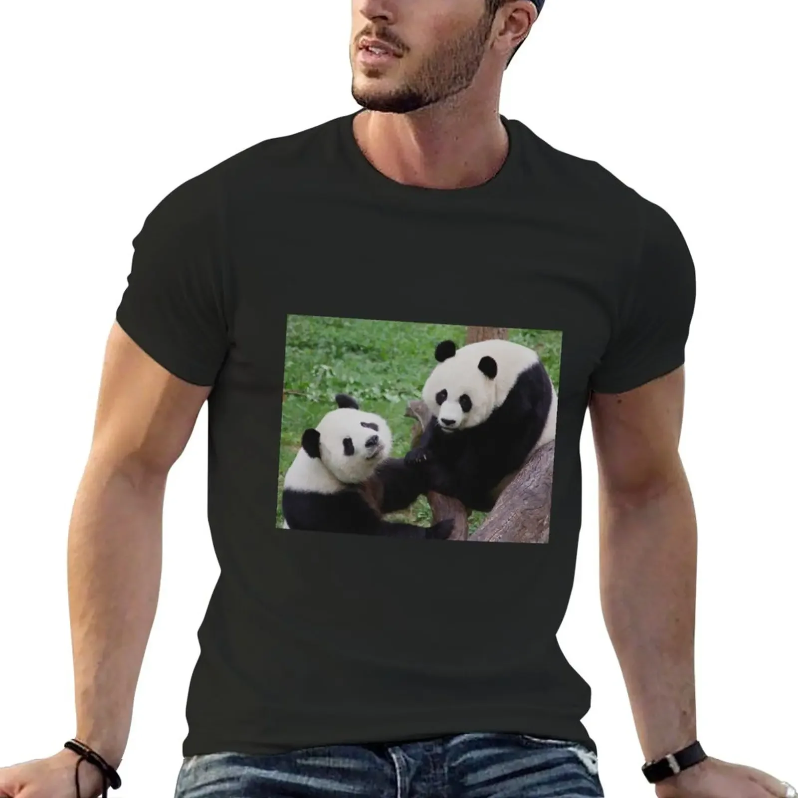 

Giant Pandas Tian Tian and Mei Xiang at the National Zoo T-Shirt vintage clothes Blouse quick drying mens clothing