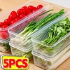1/5PCS Refrigerator Storage Boxes Scallions Fresh Box Food Container Cold Storage Crisper Sealed Fridge Organiser with Lid Jars 1