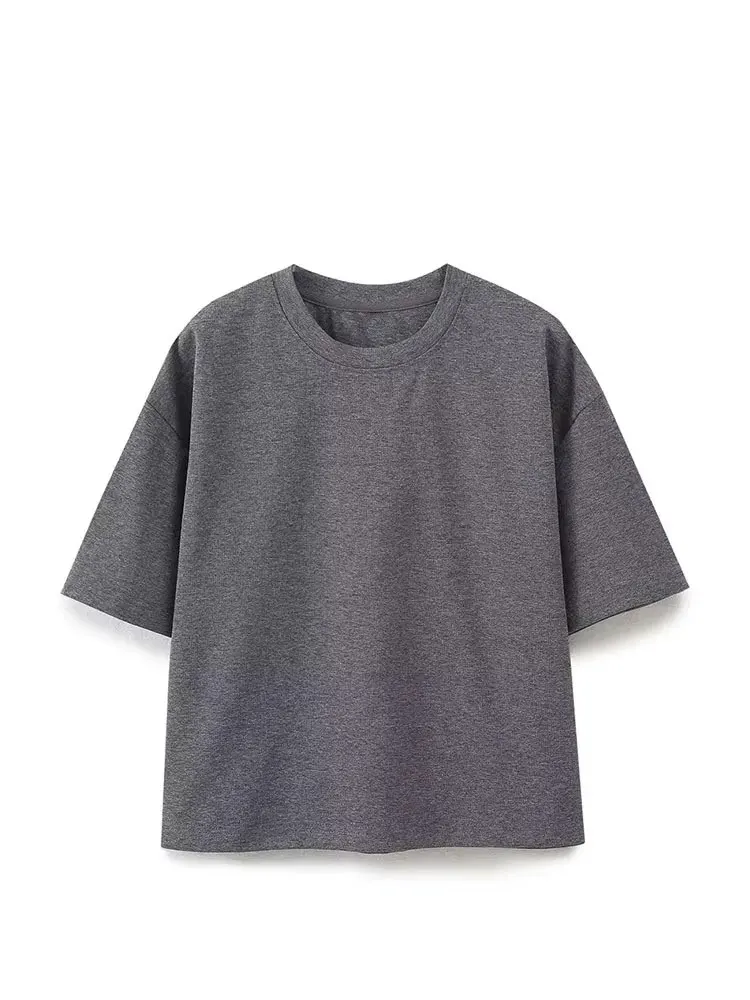 HH Summer Women Solid T-Shirt Loose Casual O Neck Short Sleeve Shirt Vintage Woman Classic Style T Shirts Chic Top Tees