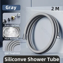 Enhanced Bathroom Silicone Shower Hose - Flexible, Explosion - Proof, Anti - Kink, High Toughness Design (Gray - 2m)