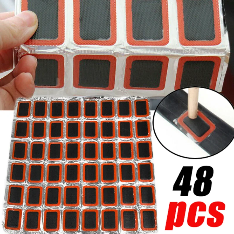 

48pcs Tire Patch Rubber Bike Tyre Repair Pad Round Square Type Portable Tire Inner Tube Pad Car Bicycle Repair Tools Accessory