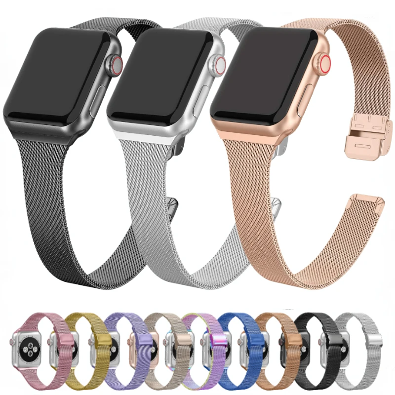 Sleek Metal Milanese Apple Watch Strap - Elegant Wristband Accessory