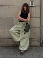 Bornladies Autumn Womens 100% Cotton Loose Lantern Style Wide Leg Pants Street Style Casual Lazy Pants Fashion Trousers - Image 4