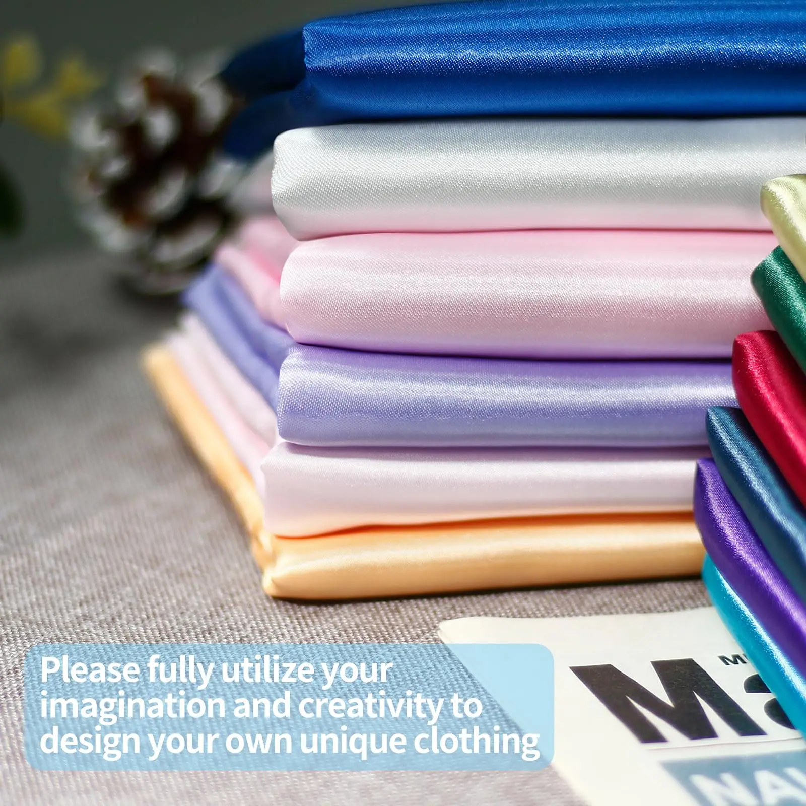 Luxurious Silky Satin Fabric for Elegant Creations, Smooth and Shiny Material for Wedding Attire, Fashion Design, and Creative Projects
