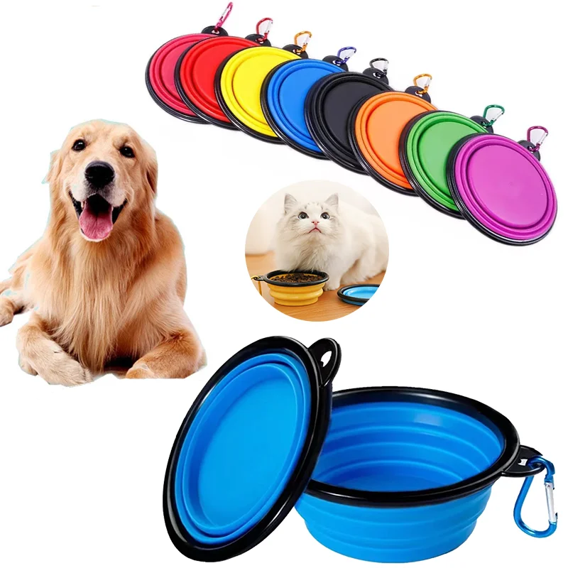 350/1000ML Large Collapsible Dog Cat Folding Silicone Bowl Portable
