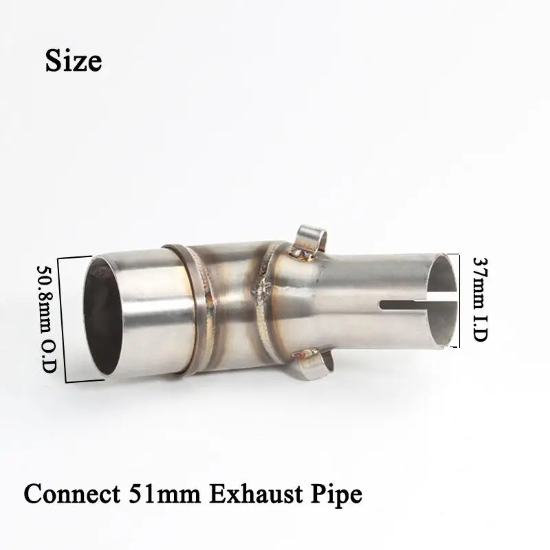 51MM Exhaust Pipe FOR KAWASAKI Z250SL Any Year Motorcycle Escape Muffler Mid Link Pipe Slip On With DB Killer Stainless Steel - Image 3