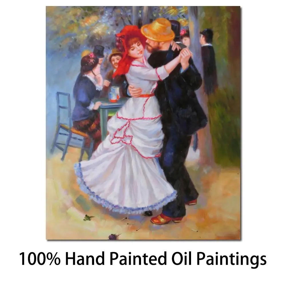 

Canvas Art French Impressionist Hand Painted Pierre Auguste Renoir Oil Painting Reproduction Dance at Bougival High Quality