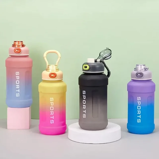 1pc Large Letter Graphic Transparent Water Bottle With Straw, Baby Pink PC  Portable Sports Bottle For Outdoor