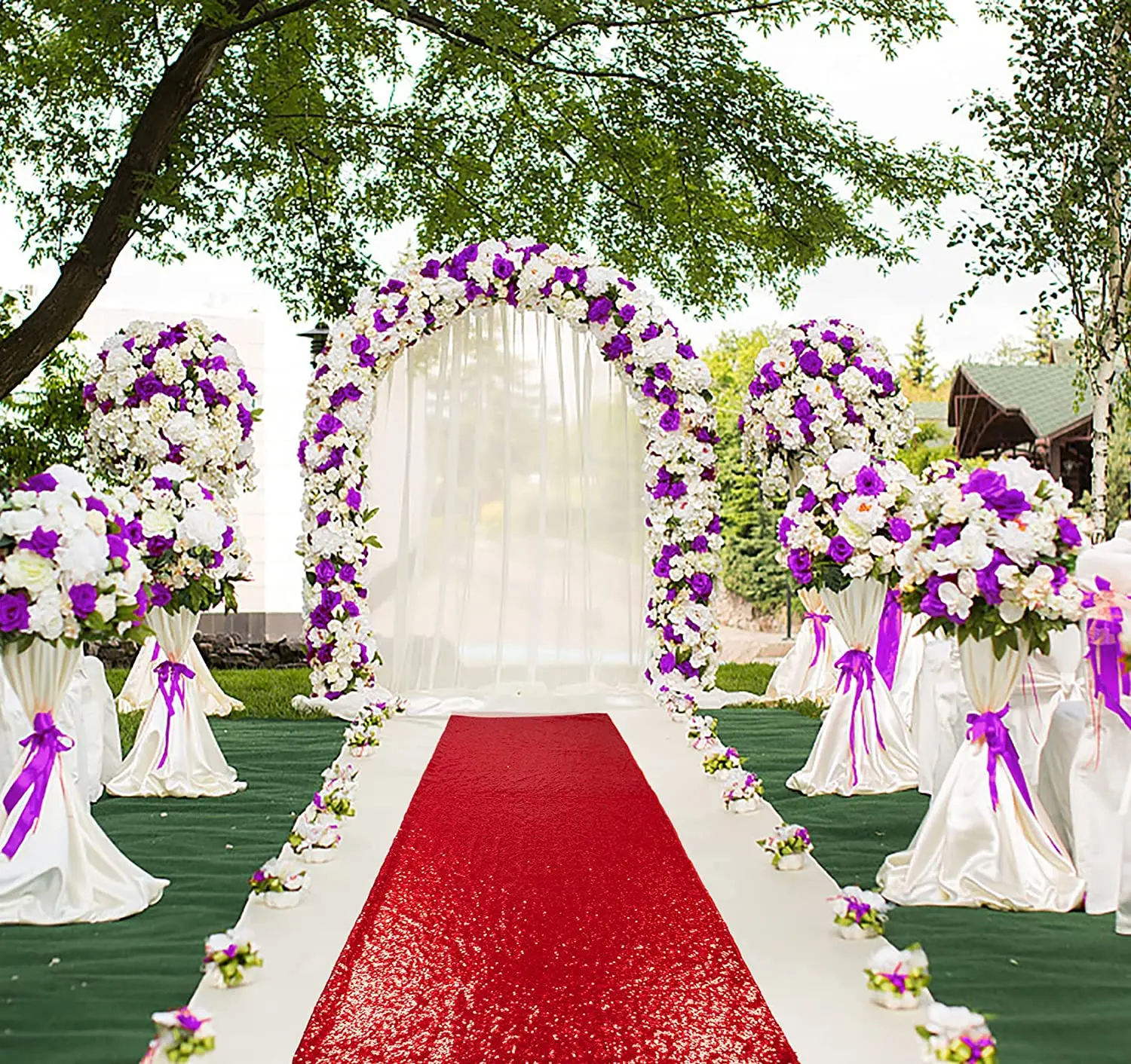 Royaltime Sequin Aisle Runners 2Ft x 15Ft Red Carpet Runner for Party Glitter Runner for Wedding Decorations